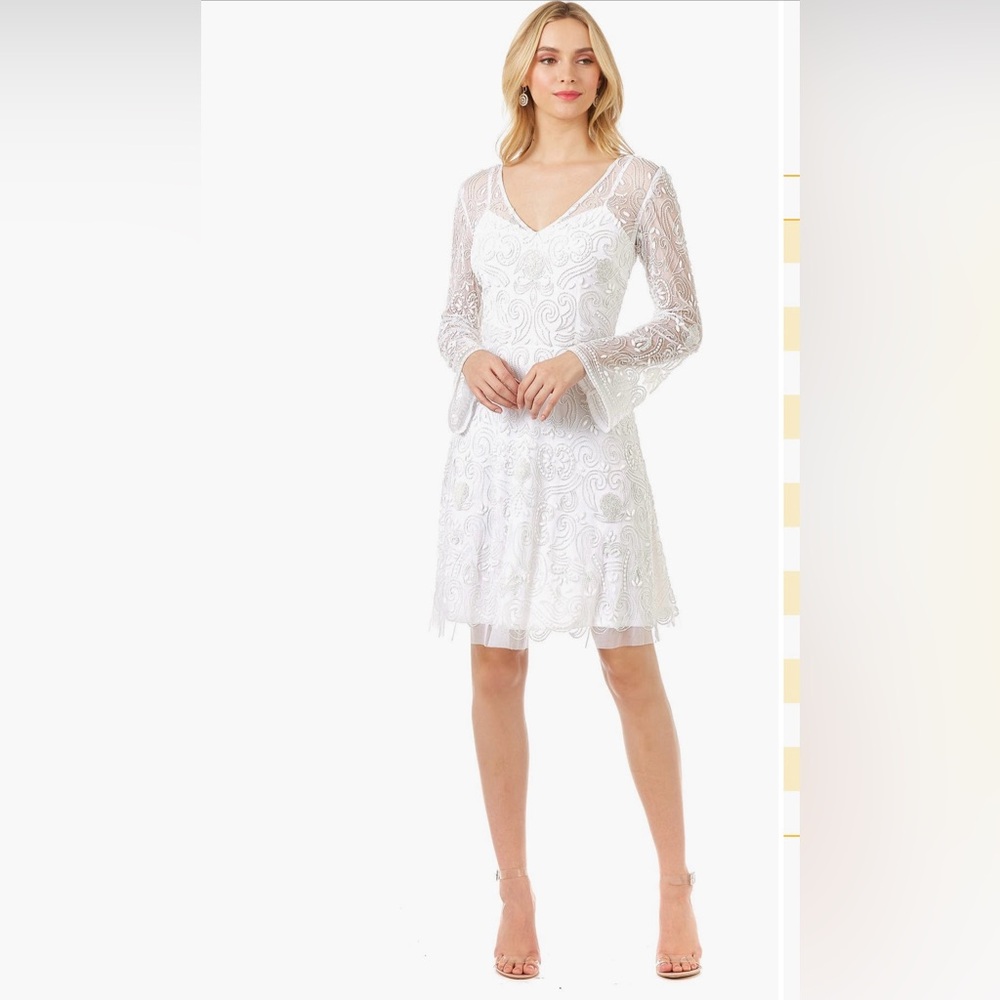 LARA New York (Eliza beaded A-line bell sleeve dress)